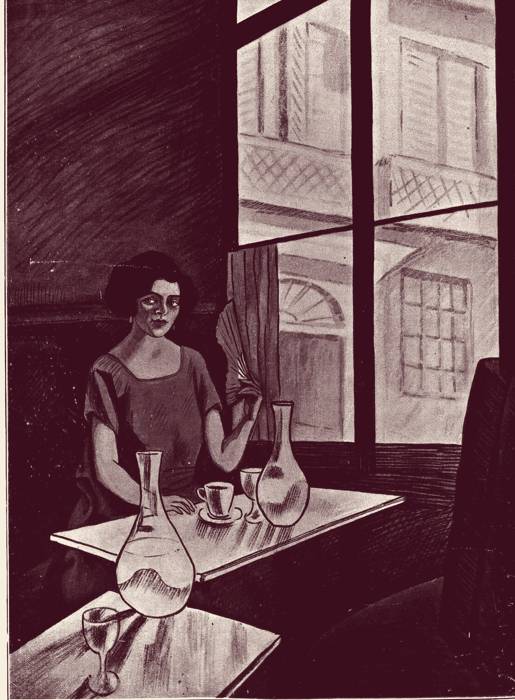 Drawing of a woman at a Madrid café, La Esfera, 1924